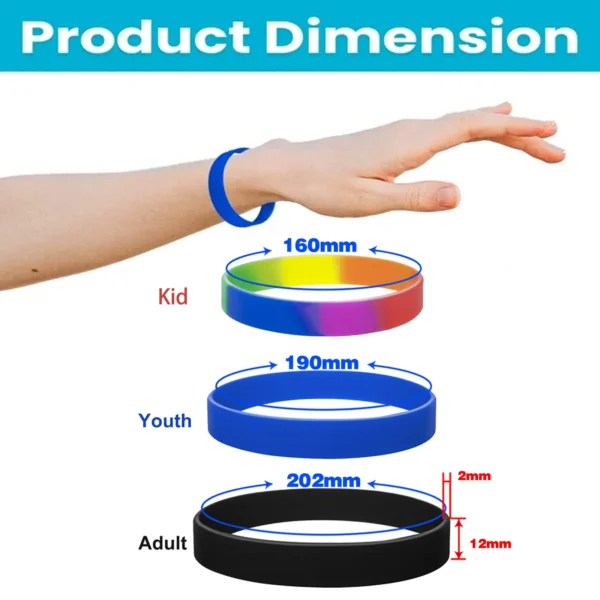 Custom Silicone Wristbands Sizes