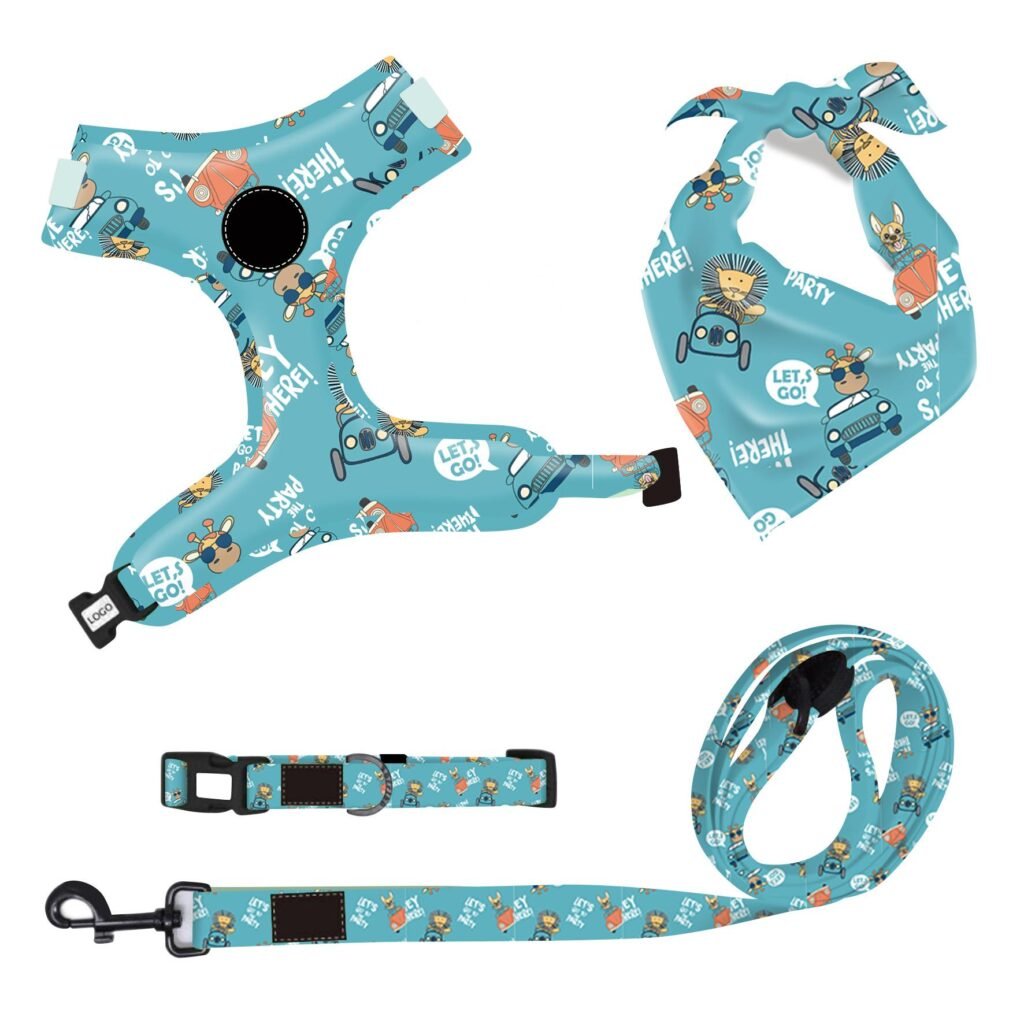 custom collars, harnesses, leashes, bandanas