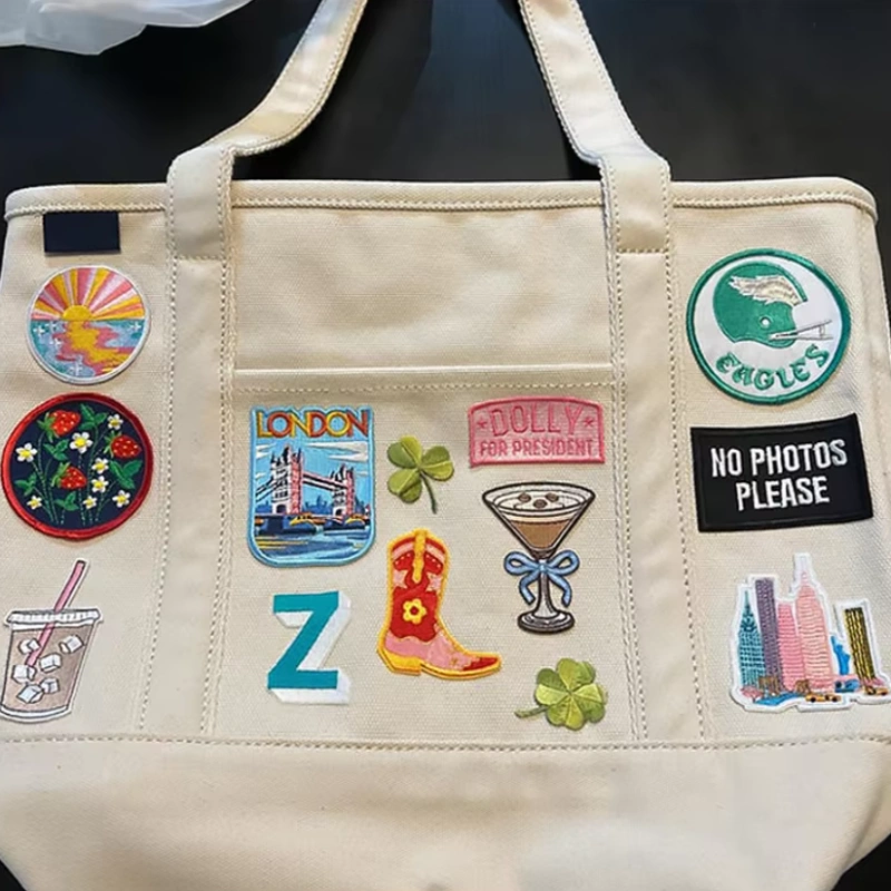 iron on patch on bag