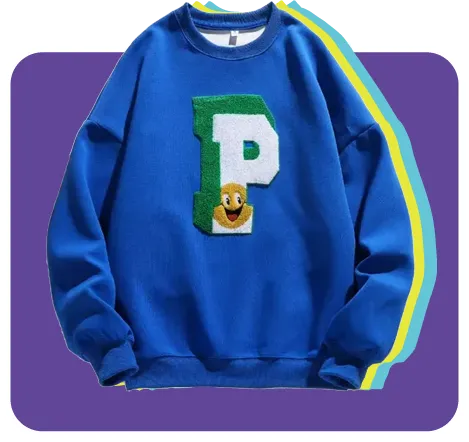 Custom chenille patch sweatshirt