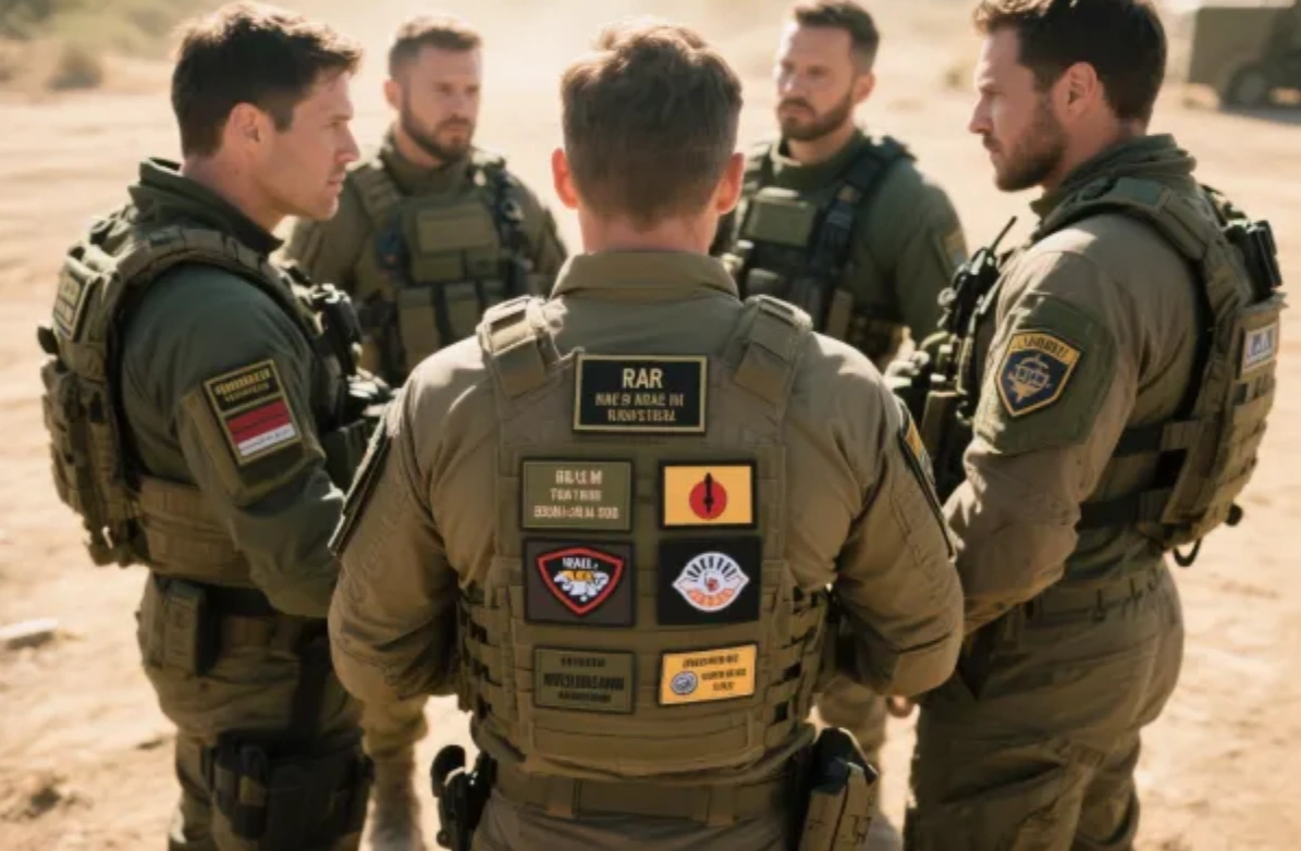 Tactical patches on military uniforms