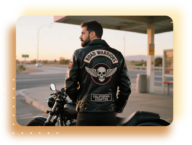 custom leather motorcycle patches