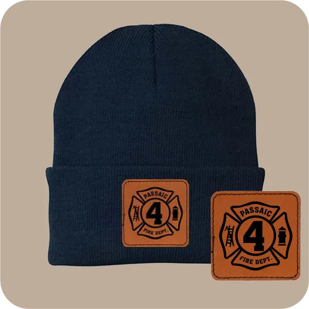 custom leather patches for beanies