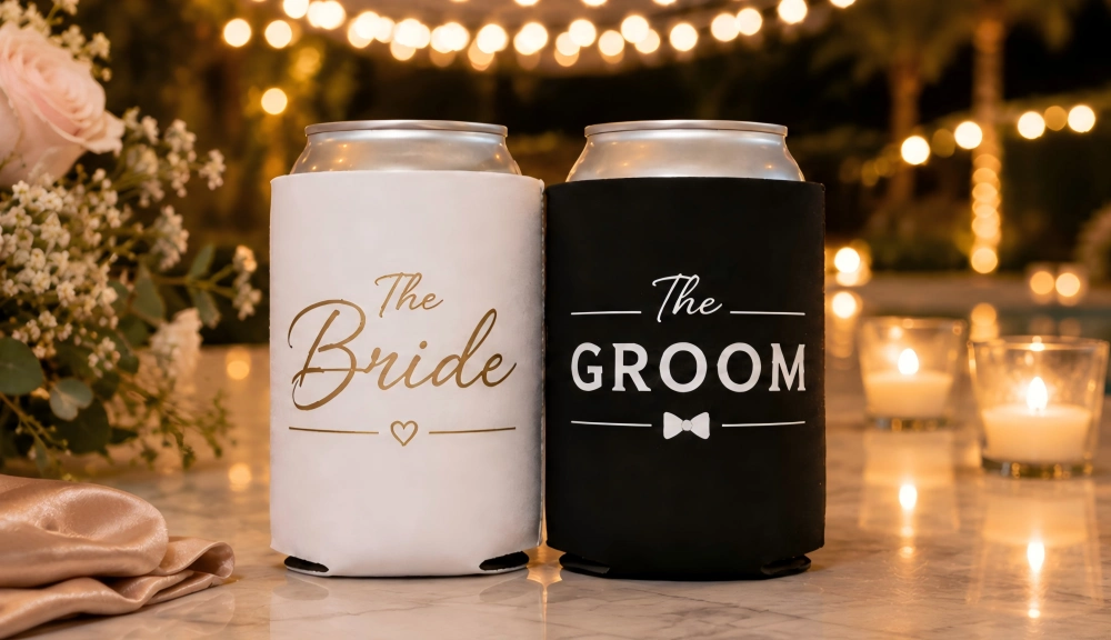 Free Bride & Groom Koozies