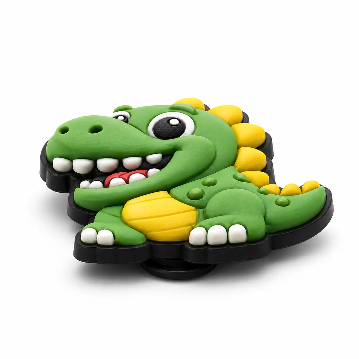 Side view showing raised custom 3D Croc charm