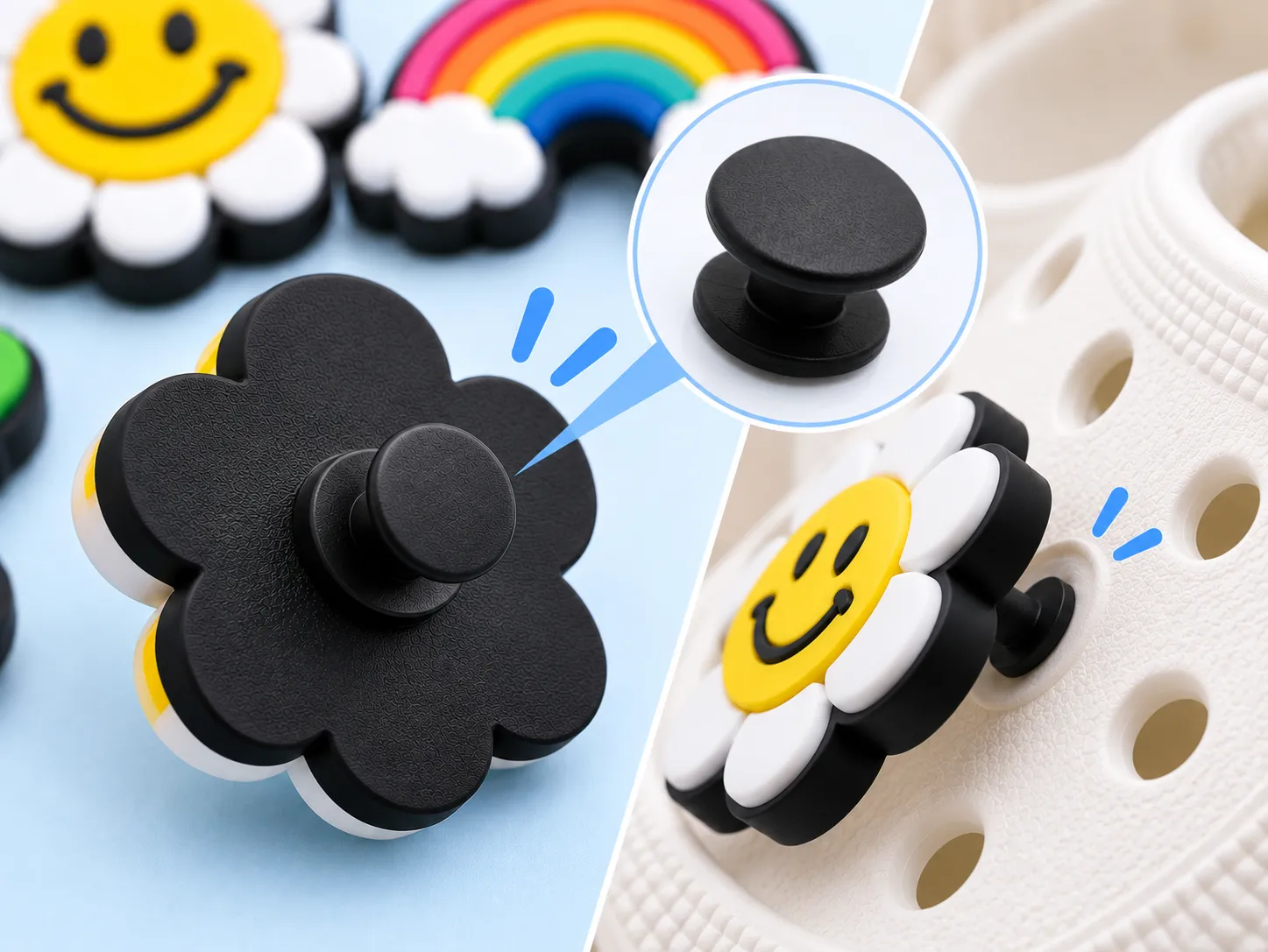 Croc Charms with Secure Button Backing