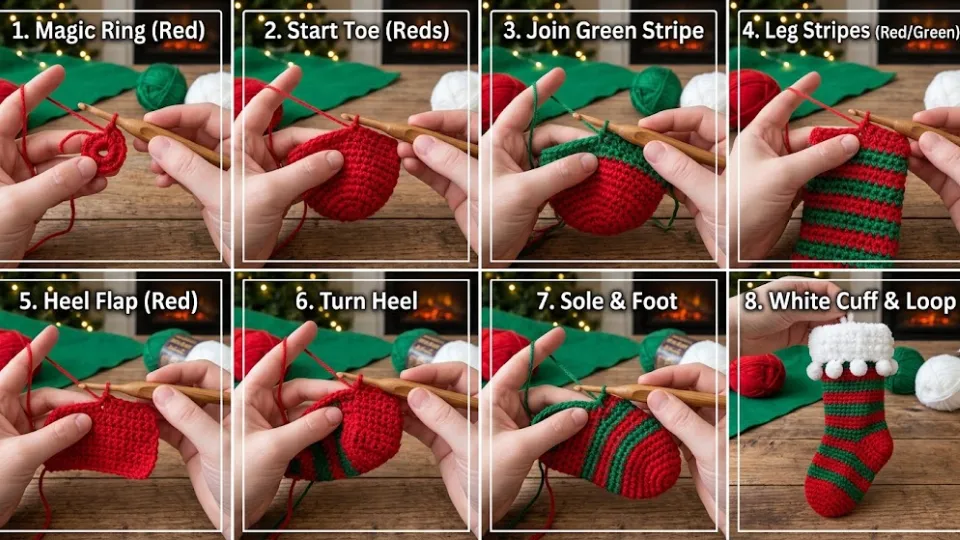 How to Crochet a Christmas Stocking